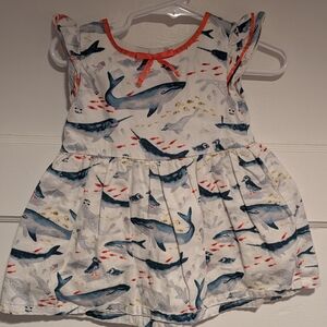 Carter's White and Blue Whale Print Dress